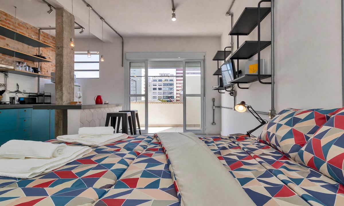 Vila Buarque Apartment | New studio with balcony (Ap.704) Cozy - V. Buarque