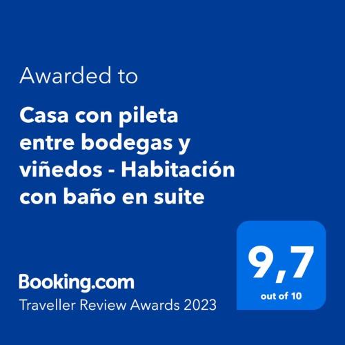 Lujan de Cuyo House | Posada Las Praderas con Piscina - Habitación con Baño en suite - Zona entre bodegas y viñedos