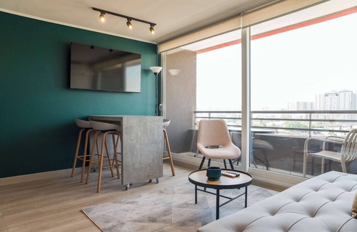 Santiago Apartment | Chic Nunoa Apt Cozy Stay for 5 Balcony
