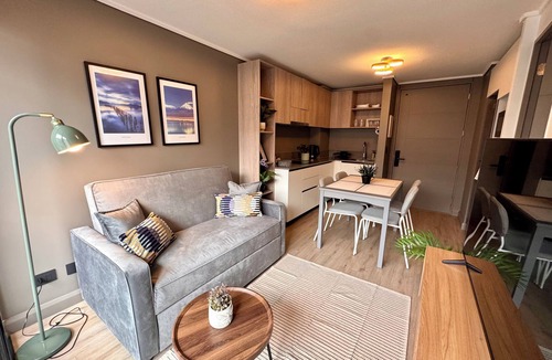 Downtown Santiago Apartment | Sun-Drenched Suite with Gym & Workspace/Historic University District Santiago