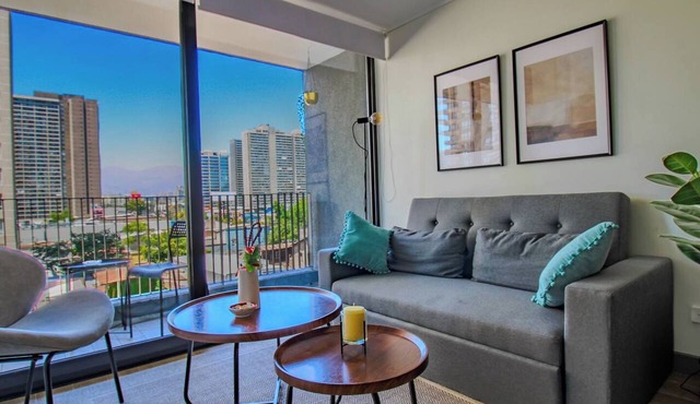 Apartamento 2BR/1BA con Vista Cordillera y Ciudad, Wifi in Santiago