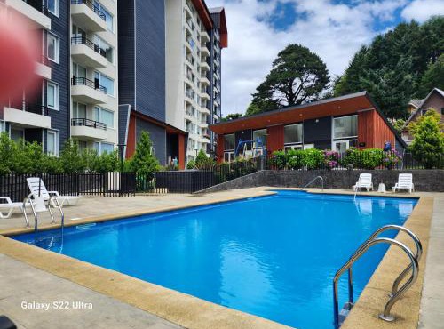 Departamento Familiar con Piscina, Vista al Volcán y Lago en Villarrica
