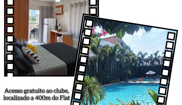 Flat in the Center INCLUDING day-use of club 400m from the building, excellent location in Caldas Novas
