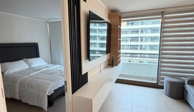 Hospédate con una vista de postal, en la comuna de Macul Este acogedor apartamento de1 Habitación 1 Baño con una laguna navegable in Santiago