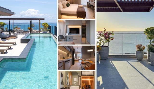 Studio Premium Rooftop e Piscina Vista Baía com Garagem in Salvador