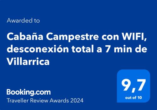 Villarrica Apartment | Cabaña Campestre con WIFI, desconexión total a 7 min de Villarrica
